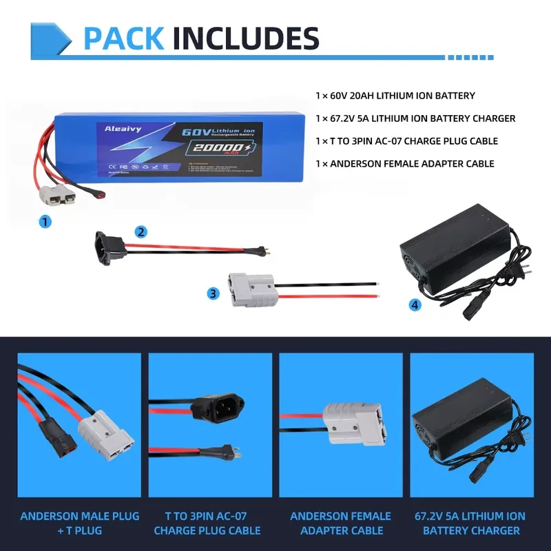 Aleaivy 60V 20AH 30AH 21700 Li - 60V 30Ah Electric Scooter Battery ulasan dan harga